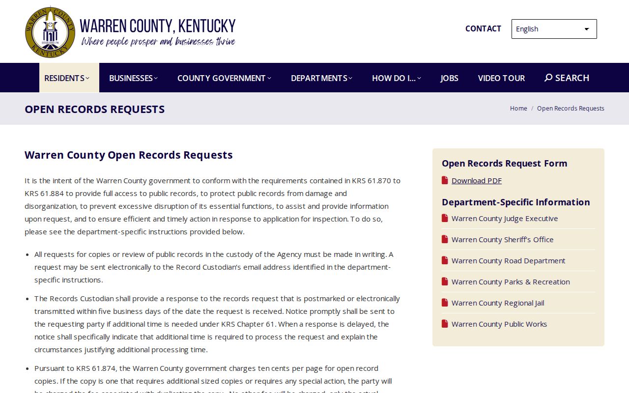 Warren County released inmate booking photo open-records request