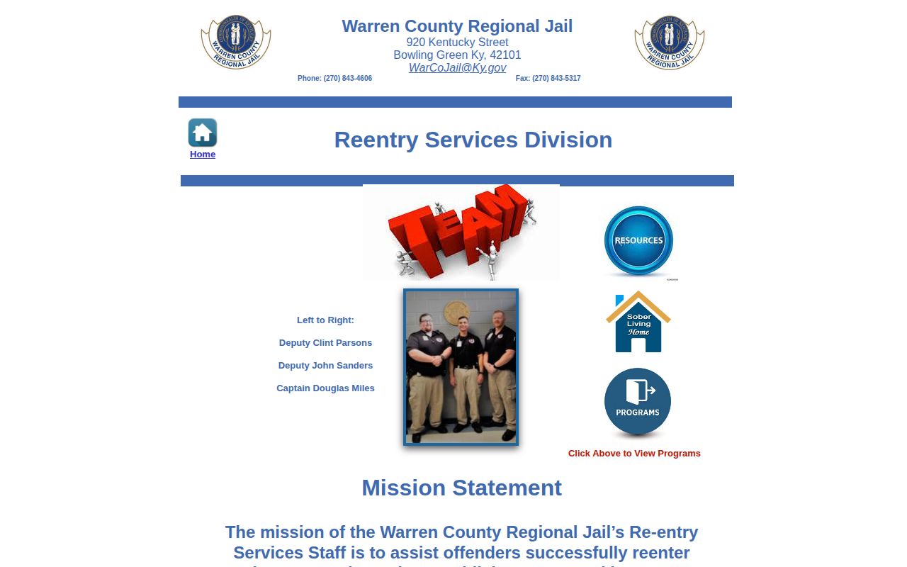 Warren County release reentry services page